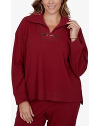 Ruby Rd. - Plus Size Collared Long-sleeve Ribbed Top - Lyst