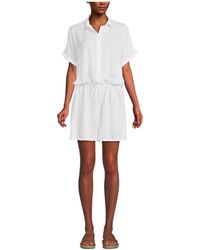 Lands' End - Button Front Swim Cover-up Romper - Lyst