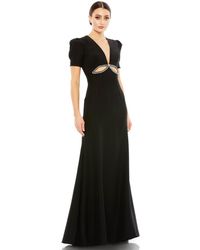 Mac Duggal - Ieena Plunge Neck Puff Sleeve Cut Out Gown - Lyst