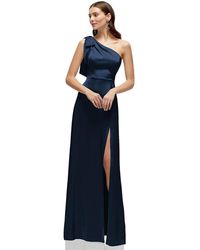 After Six - Bow One-shoulder Fluid Satin Maxi Dress - Lyst