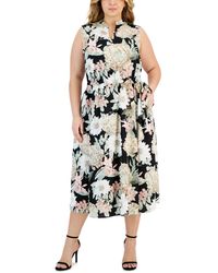 Anne Klein - Plus Size Jenna Floral Drawstring-waist Dress - Lyst