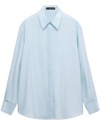 Mango - Long-sleeve Oversized Button-up Blouse - Lyst