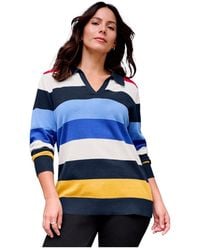 Avenue - Plus Size Color Block Polo Sweater - Lyst