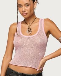 Edikted - Eleora Sequin Knit Tank Top - Lyst
