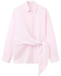 Mango - Tie-front Striped Blouse - Lyst