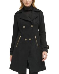 Guess - Petite Notched-collar Double-breasted Cutaway Coat - Lyst