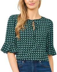 Cece - Split-tie-neck 3/4-sleeve Ruffle-cuff Blouse - Lyst