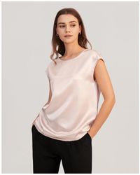 LILYSILK - Basic Cap Sleeves Silk Tee - Lyst