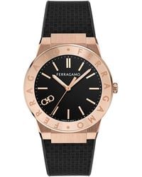 Ferragamo - Swiss Black Polyurethane Strap Watch 41mm - Lyst