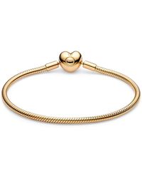 PANDORA - 14k Or 14k Rose--plated Barrel Clasp Snake Chain Bracelet - Lyst