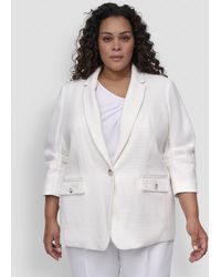 DKNY - Plus Size Ruched-sleeve One-button Blazer - Lyst