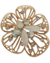 Anne Klein - Gold-tone Mixed Stone Cluster Flower Pin - Lyst