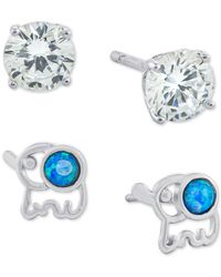 Giani Bernini - 2-pc. Cubic Zirconia & Simulated Opal Elephant Stud Earrings In Sterling Silver, Created For Macy's - Lyst