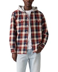 Levi's - Relaxed Fit Hooded Long Sleeve Button-front Overshirt - Lyst