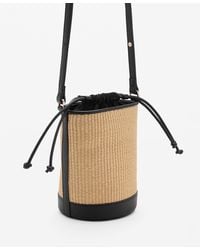 Mango - Small Raffia-effect Bucket Bag - Lyst