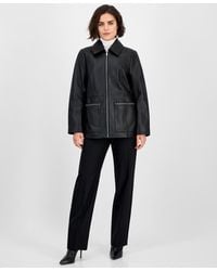 Anne Klein - Zip-front Leather Jacket - Lyst