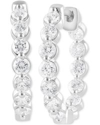 Badgley Mischka - Lab Grown Diamond Bezel In & Out Small Hoop Earrings (2 Ct. T.w. - Lyst