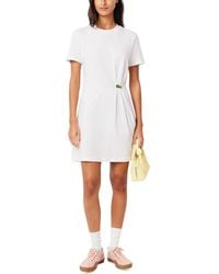 Lacoste Usa - Cotton Pleated T-shirt Dress - Lyst