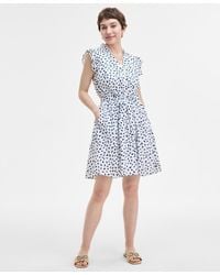 On 34th - V-neck Flutter-sleeve Mini Dress - Lyst