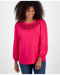 Style & Co. - Embroidery Long-sleeve Knit - Lyst