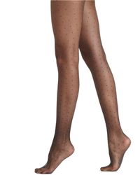 Hue Dot Tulle Sheer Pantyhose - Black
