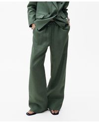 Mango - Straight Linen-blend Trousers Pants - Lyst