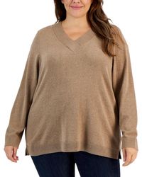 Karen Scott - Plus Size Ribbed-v-neck Sweater - Lyst