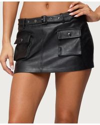 Edikted - Zaira Faux Leather Cargo Mini Skort - Lyst
