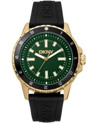 DKNY - Sport Watch Green Dial Black Silicone Strap - Lyst