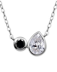 Giani Bernini - Black & White Cubic Zirconia Round & Pear Two Stone Pendant Necklace - Lyst