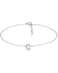 Giani Bernini - Cubic Zirconia Initial Ankle Bracelet In Sterling Silver, Created For Macys - Lyst
