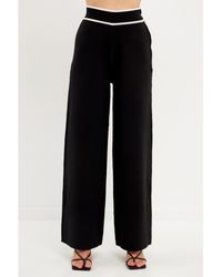 English Factory - High-waisted Wide-leg Knit Pants - Lyst