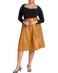 Eloquii - Plus Size Faux Leather Full Midi Skirt - Lyst