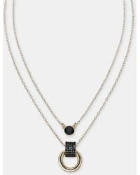 DKNY - Glass Crystal Gold-tone 2 Row Ring Pendant Necklace - Lyst