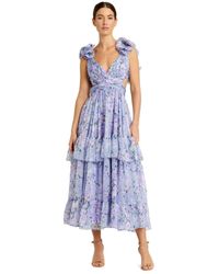Mac Duggal - Feathered Hem High Neck Sleeveless A Line Dress - Lyst