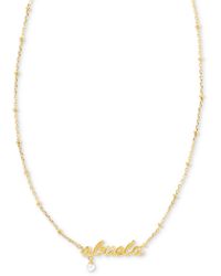 Kendra Scott - 14k Gold-plated Cultured Freshwater Pearl Abuela Script 19" Adjustable Pendant Necklace - Lyst