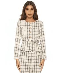 Alexia Admor - Arjun Plaid Long Sleeve Scoop Neck Sweater Jacket - Lyst