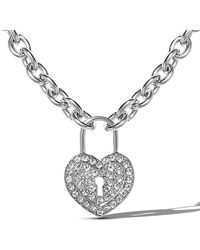 Jessica Simpson - Tone Pave Crystal Heart Lock Necklace - Lyst