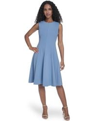 green emerald velvet dress Calvin Klein Women's Petite Round Neck Fit and Flare Dress with Sheer  Inserts, Serene, 2P: Buy Online at Best Price in UAE main image 0
