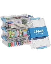 Gnuadz - 4 Pack Plastic Pencil Case Clear Stackable Organizer Art Supply Storage Box Colorful - Lyst