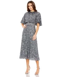 Mac Duggal - Embellished Cape High Neck Midi Dress - Lyst