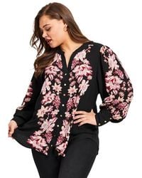 Avenue - Plus Size Sofia Long Sleeve Blouse - Lyst