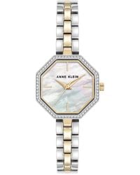Anne Klein - Quartz Unique Octagonal Two-tone Metal Alloy Watch - Lyst