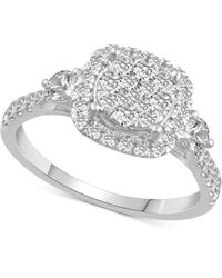 Macy's - Diamond Square Halo Cluster Engagement Ring (1 Ct. T.w. - Lyst