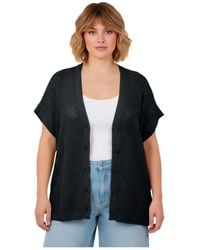 Avenue - Short Sleeve Button Front Cardigan - Lyst