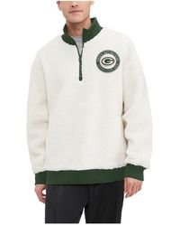 Tommy Hilfiger - Cream Green Bay Packers Jordan Sherpa Quarter-zip Sweatshirt - Lyst