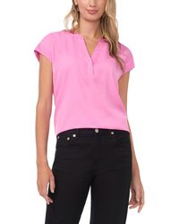 Vince Camuto - V-neck Front Placket Blouse Top - Lyst