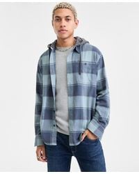Sun & Stone - Sun + Stone Irving Layered-look Hooded Cotton Flannel Plaid Shirt - Lyst