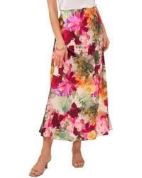 Vince Camuto - Floral-print Pull-on A-line Midi Skirt - Lyst