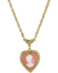 2028 - Gold-tone Heart Cameo Locket 16" Adjustable Necklace - Lyst